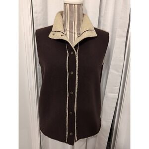 Ralph Lauren Women's Brown Snap Up Vest Fully Fleece Lined Size‎ Large